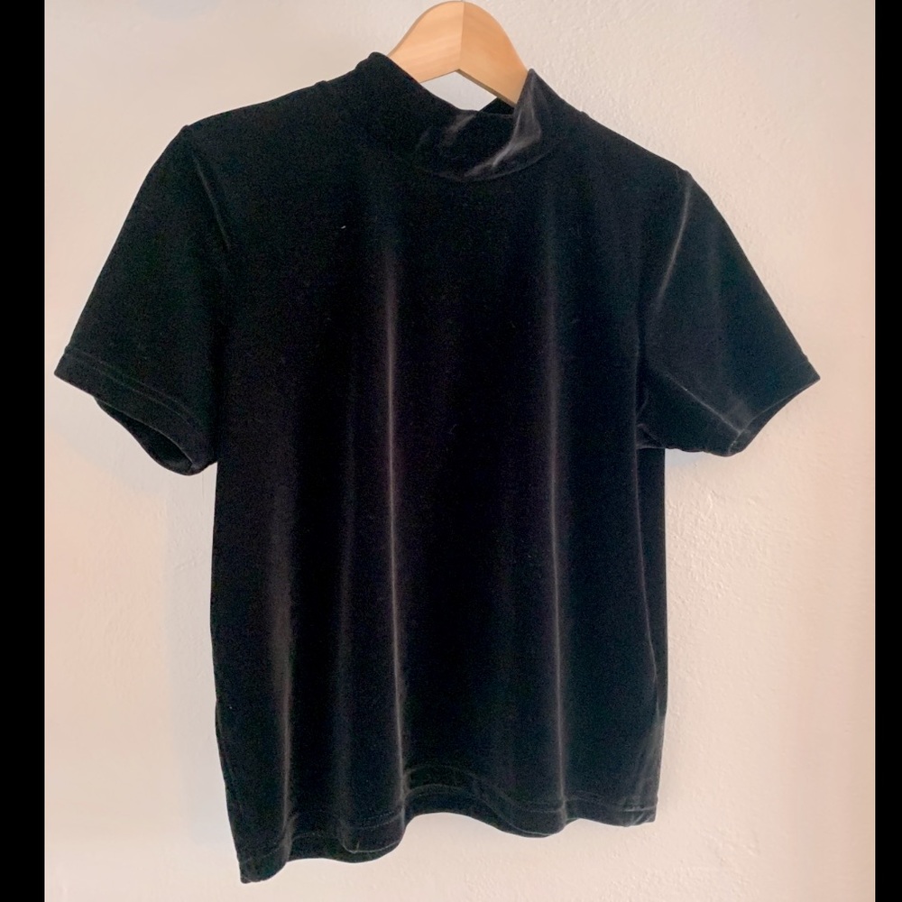 Velvet mock neck tee